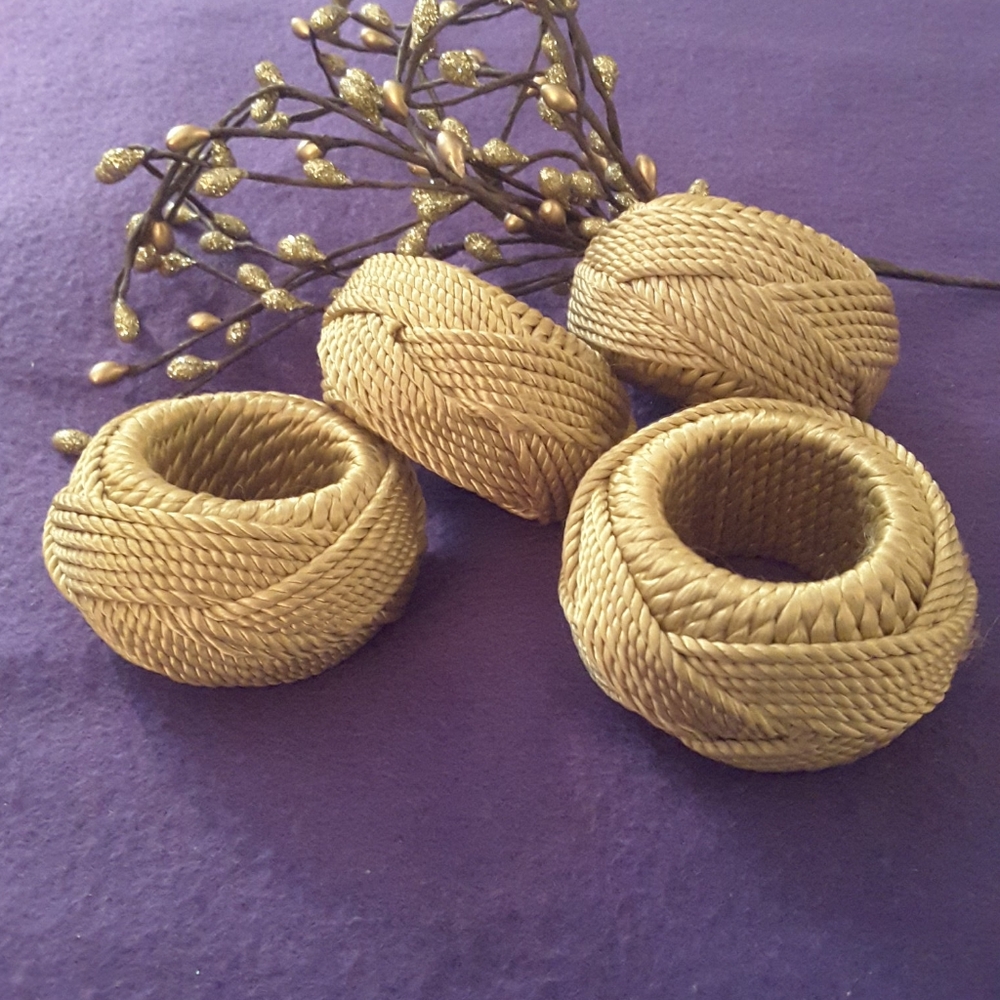 Tan Braided Rope Napkin Rings (Set of 4)